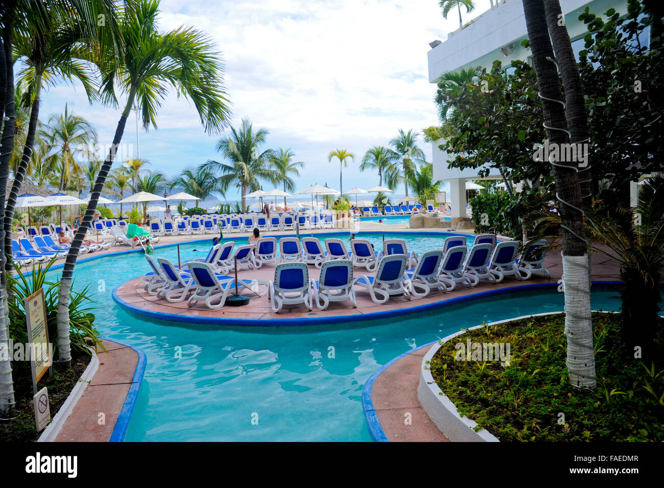 Pool area of the Crown Plaza Hotel in Acapulco, Mexico