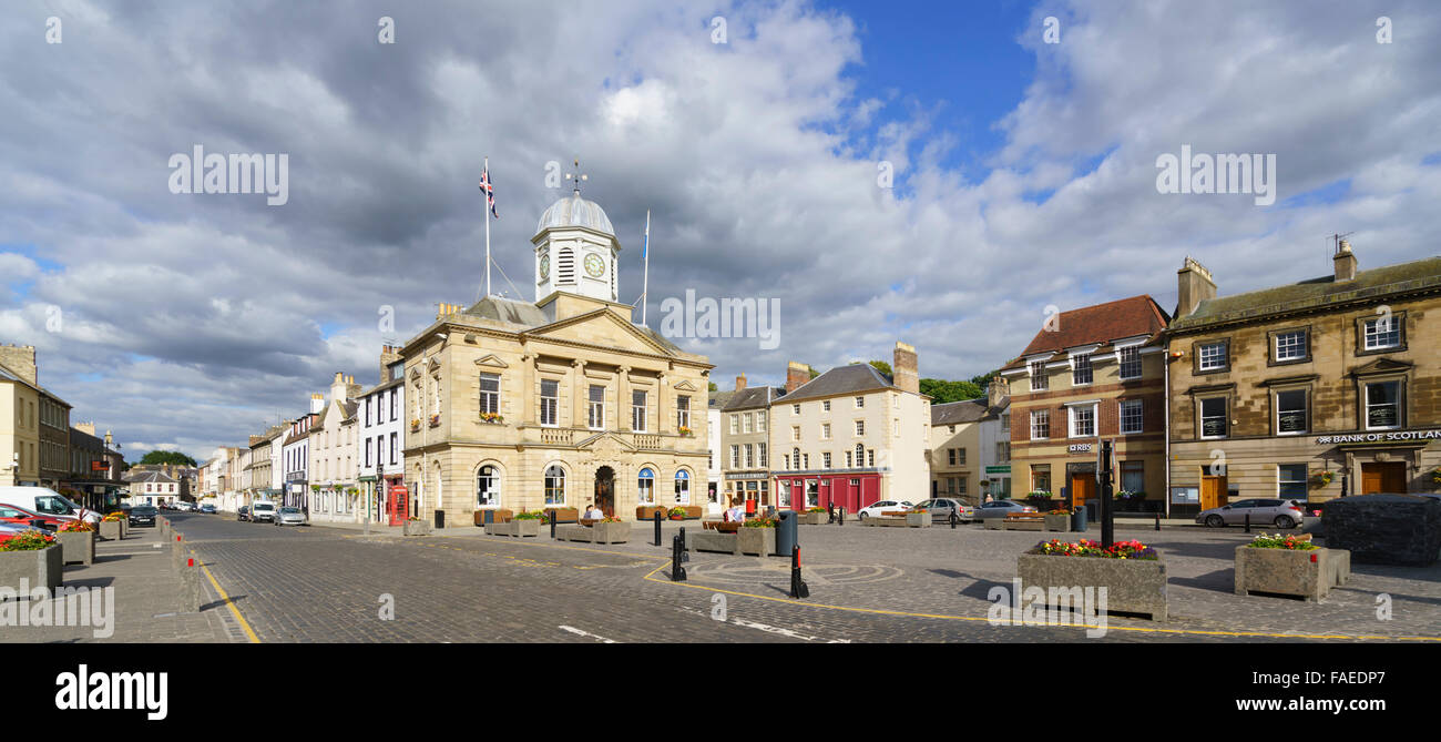 Kelso, Scottish Borders, town centre after renovations in 2015. Voted most improved town in Scotland. Stock Photo