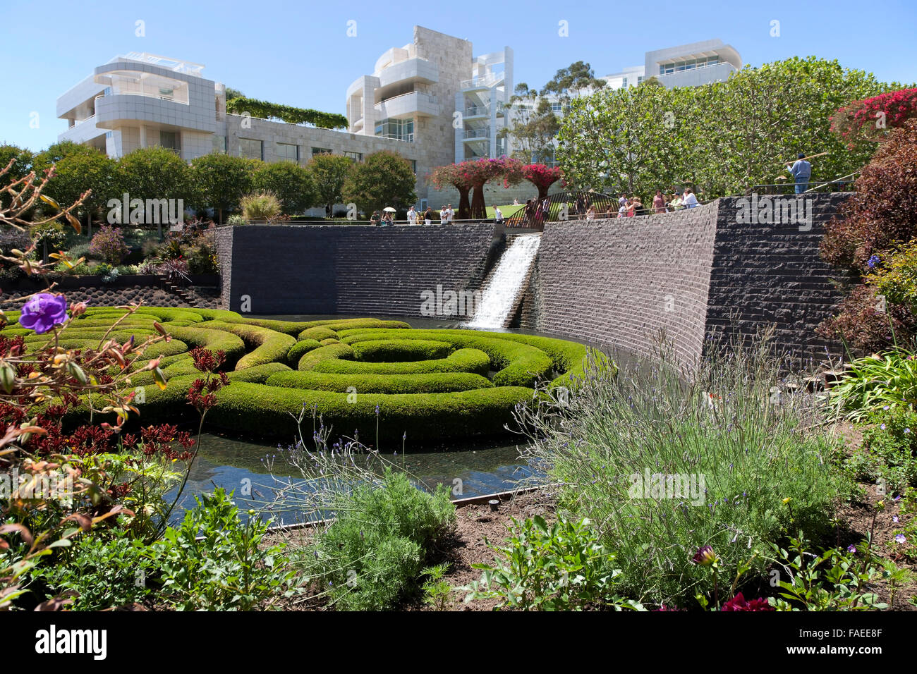 The central garden at the Getty Center in Los Angeles Stock Photo