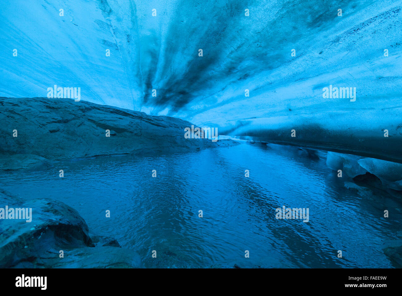 Ice cave underneath the Viedma Glacier, Southern Patagonian Ice Field, Los Glaciares National Park, Argentina Stock Photo