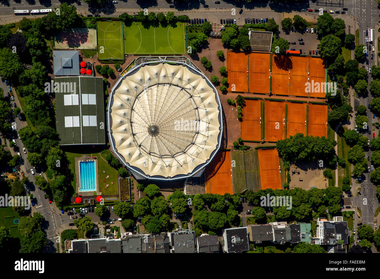 Aerial view, Rothenbaum tennis courts, Rothenbaum Sport GmbH, Hamburg, Free and Hanseatic City of Hamburg, Hamburg, Germany Stock Photo