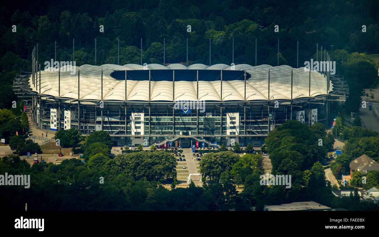 Aerial view, AOL Arena Hamburg, stadium of Hamburger SV, Volksparkstadion, Bundesliga Stadium, Hamburg, Germany, Europe, Aerial Stock Photo