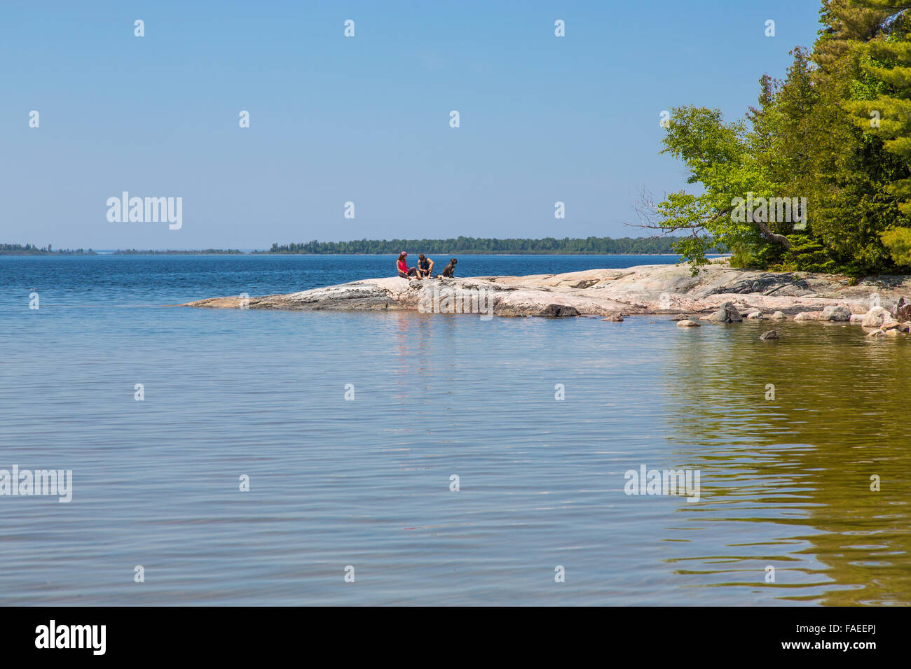 Rocky shore of Katherine Cove in Lake Superior Provincial Park on Lake Superior in Canada Stock Photo