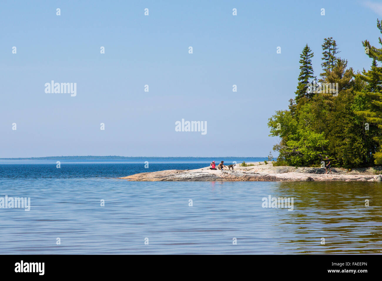 Rocky shore of Katherine Cove in Lake Superior Provincial Park on Lake Superior in Canada Stock Photo