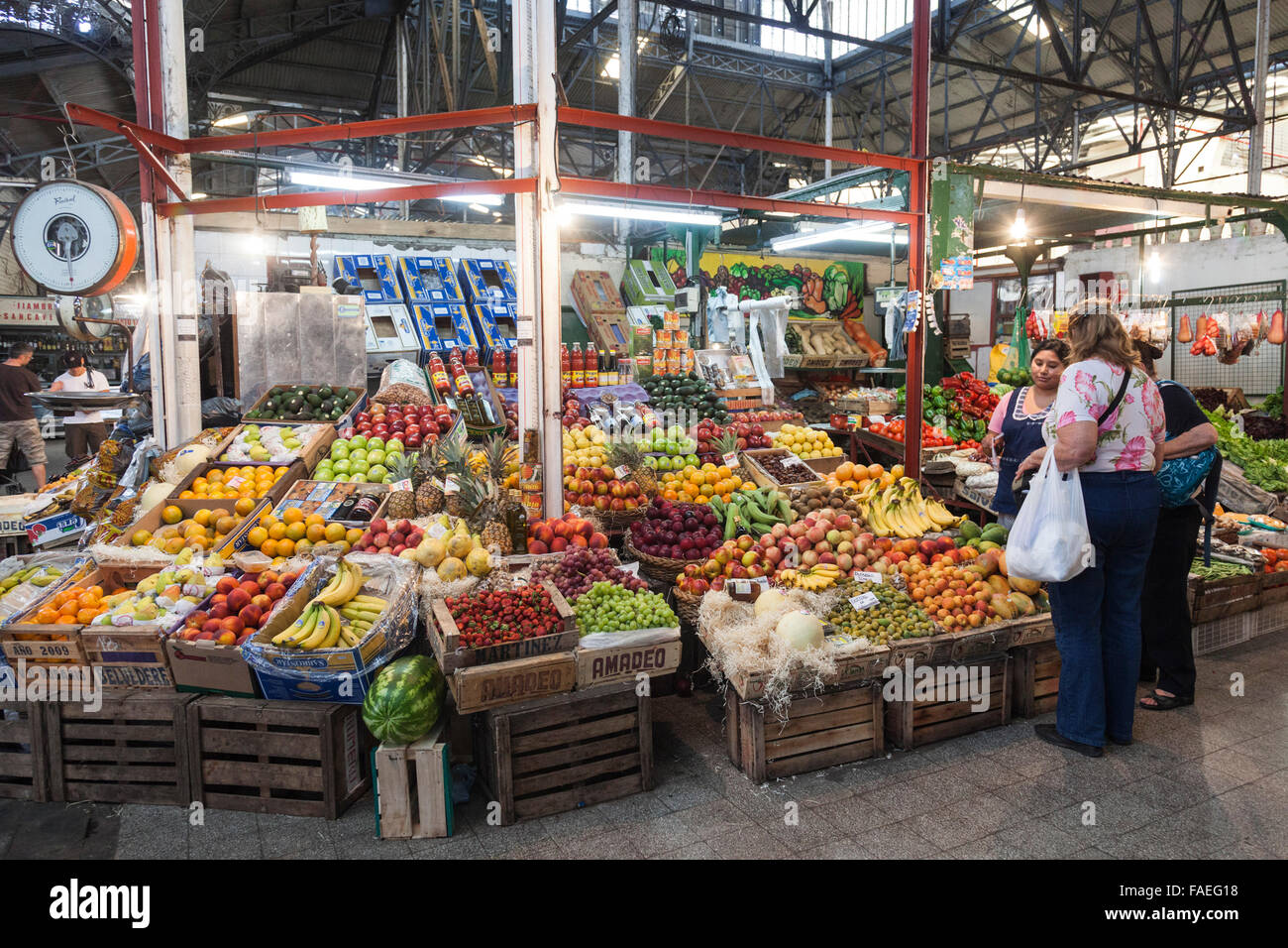 An indoor fruit and vegetable market in San Telmo, Buenos Aires