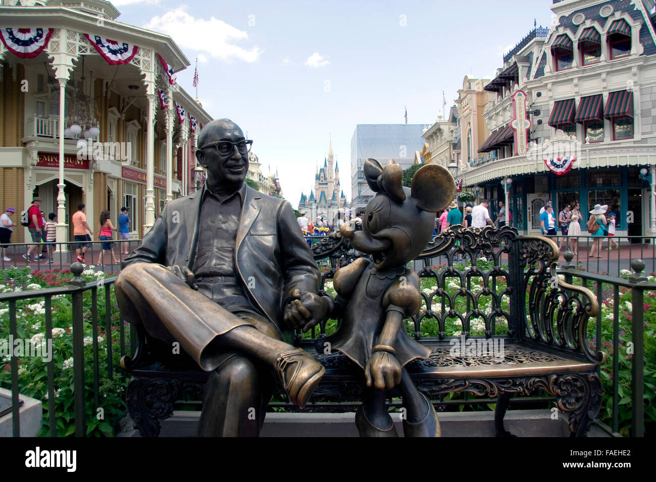 Walt Disney and Mikey sculpture. Disney's Magic Kingdom Orlando Florida Stock Photo