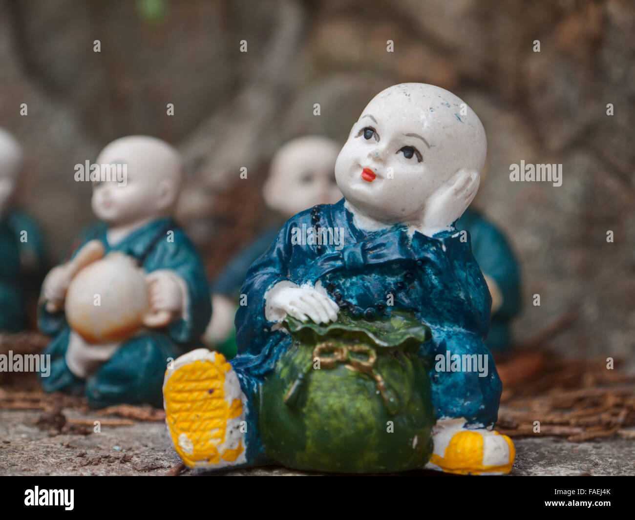Little monk figurines Stock Photo