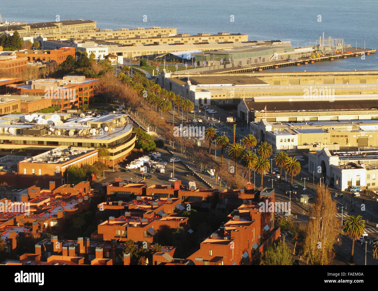 aerial photograph Embarcadero, Piers, North Beach, San Francisco, California Stock Photo