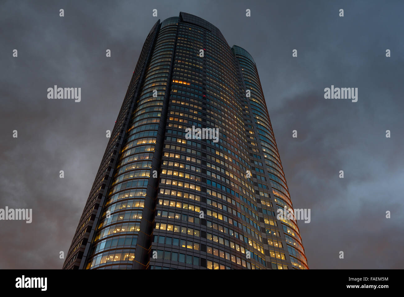 Office Building against Stormy Sky, Stock Photo