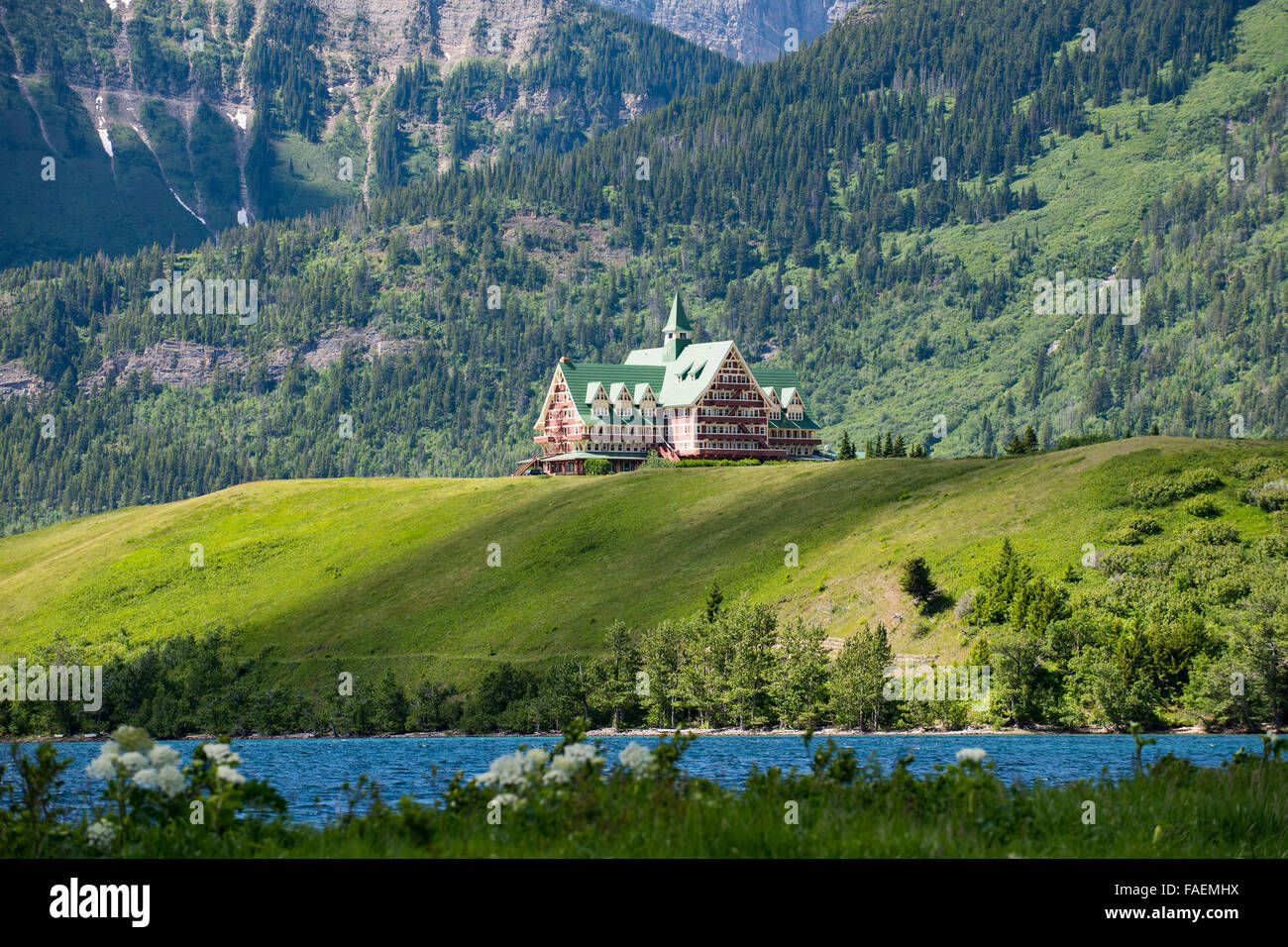 Iconic Prince of Wales Hotel Waterton National Park Alberta Canada Stock Photo
