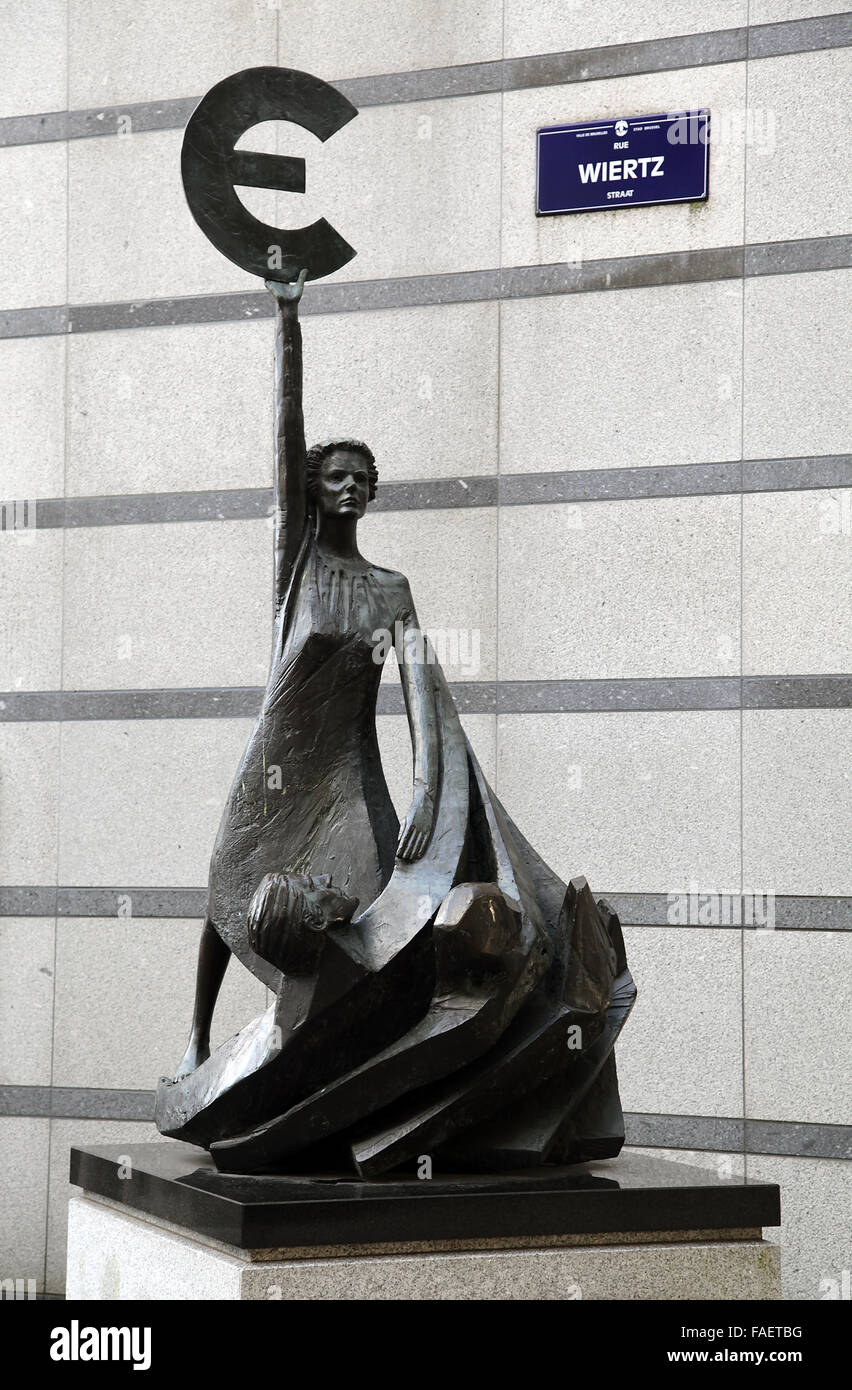 Statue at the European Parliament in Brussels Belgium wiertz street Stock Photo