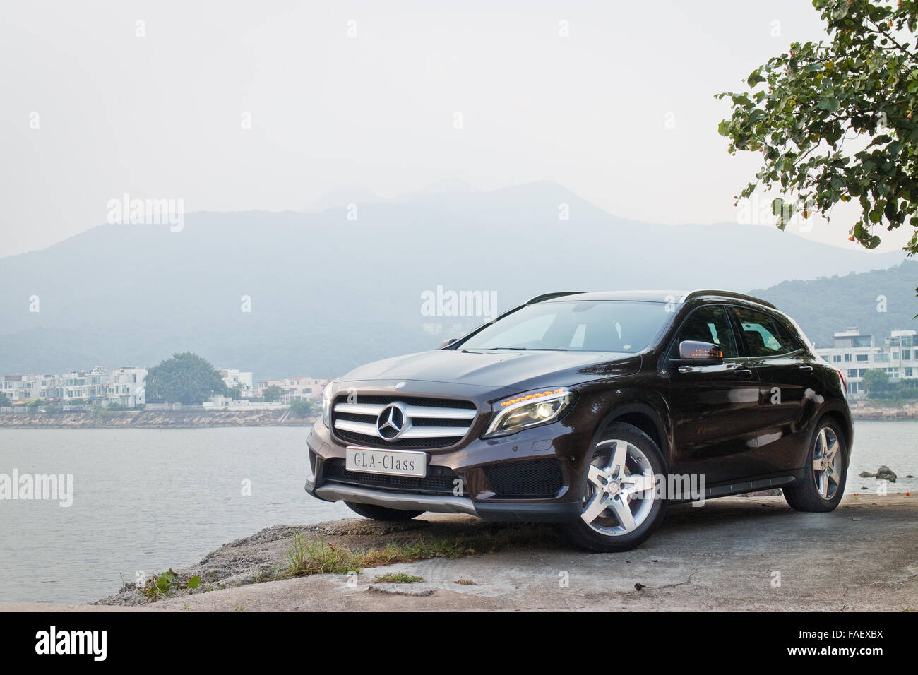 Hong Kong, China Sept 19, 2014 : Mercedes-Benz GLA 4MATIC 2014 test drive on Sept 19 2014 in Hong Kong. Stock Photo