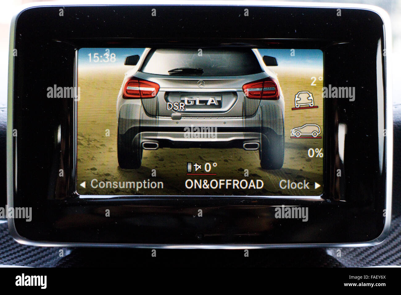 Hong Kong, China Sept 19, 2014 : Mercedes-Benz GLA 4MATIC 2014 Off Road Screen test drive on Sept 19 2014 in Hong Kong. Stock Photo