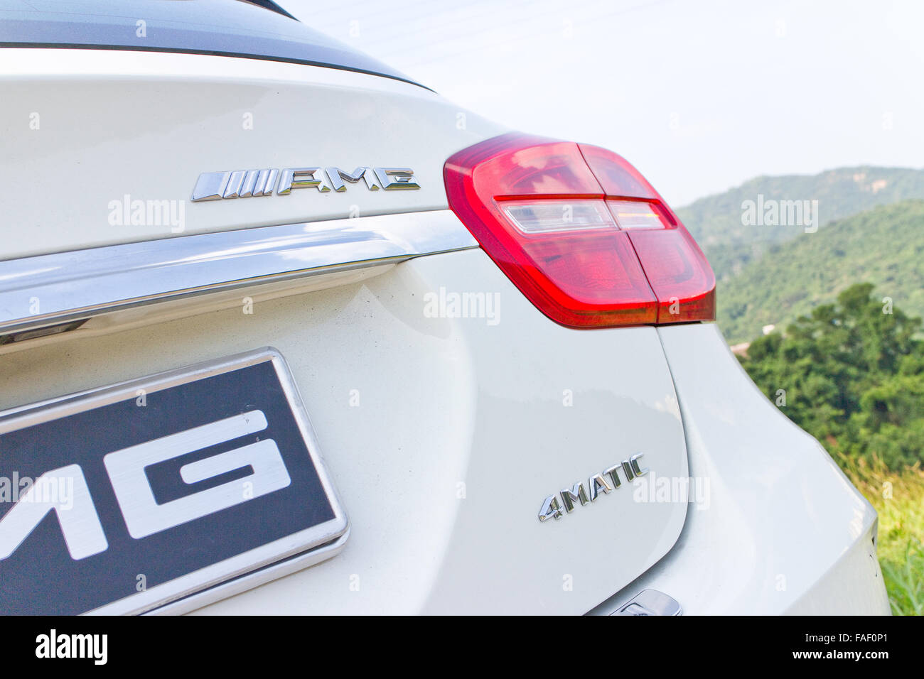 Hong Kong, China Oct 3, 2014 : Mercedes-Benz GLA 45 2014 test drive on Oct 3 2014 in Hong Kong. Stock Photo