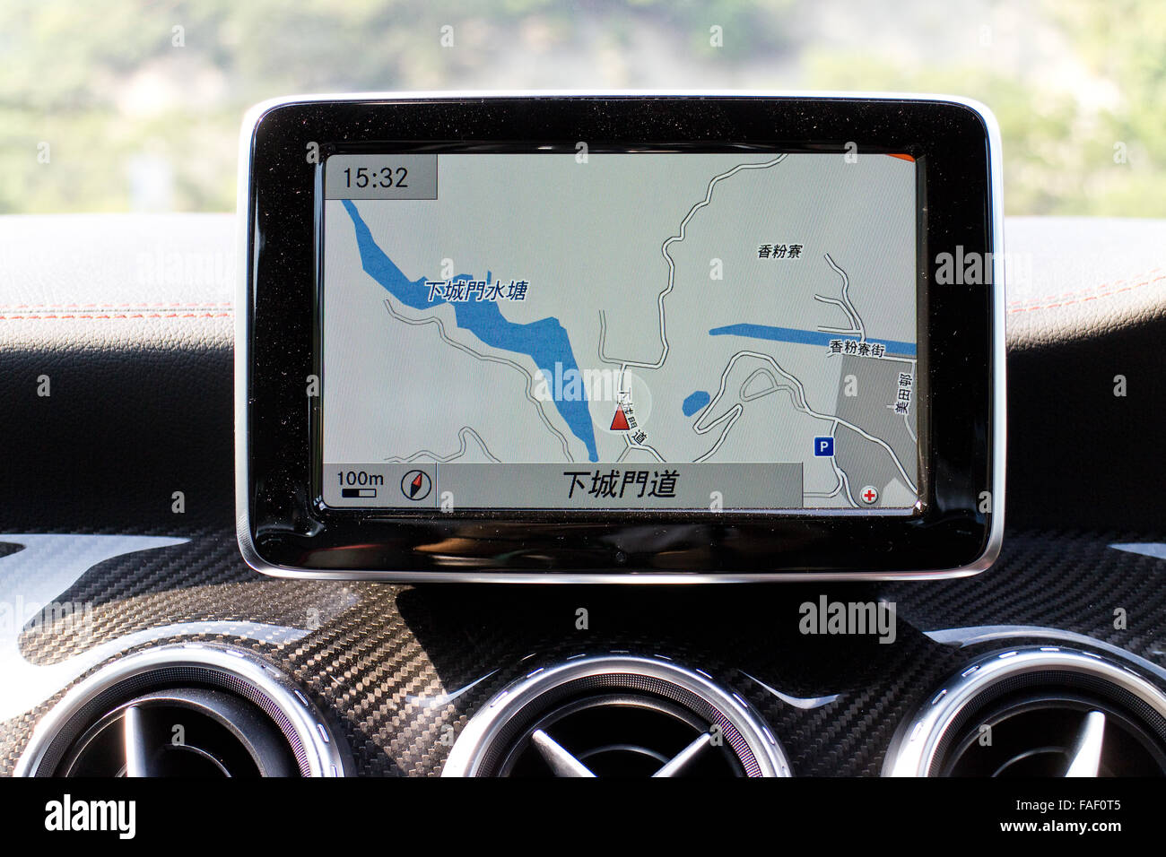 Hong Kong, China Oct 3, 2014 : Mercedes-Benz GLA 45 2014 GPS System test drive on Oct 3 2014 in Hong Kong. Stock Photo