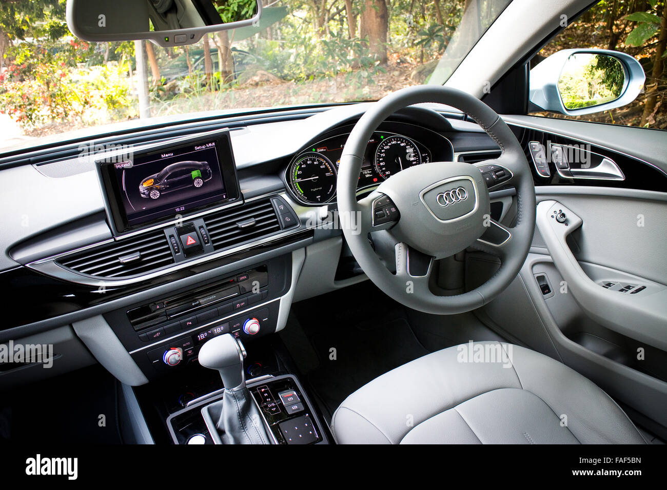 Confine Summon head teacher Hong Kong, China March 17, 2014 : Audi A6 hybrid interior on March 17 2014  in Hong Kong Stock Photo - Alamy