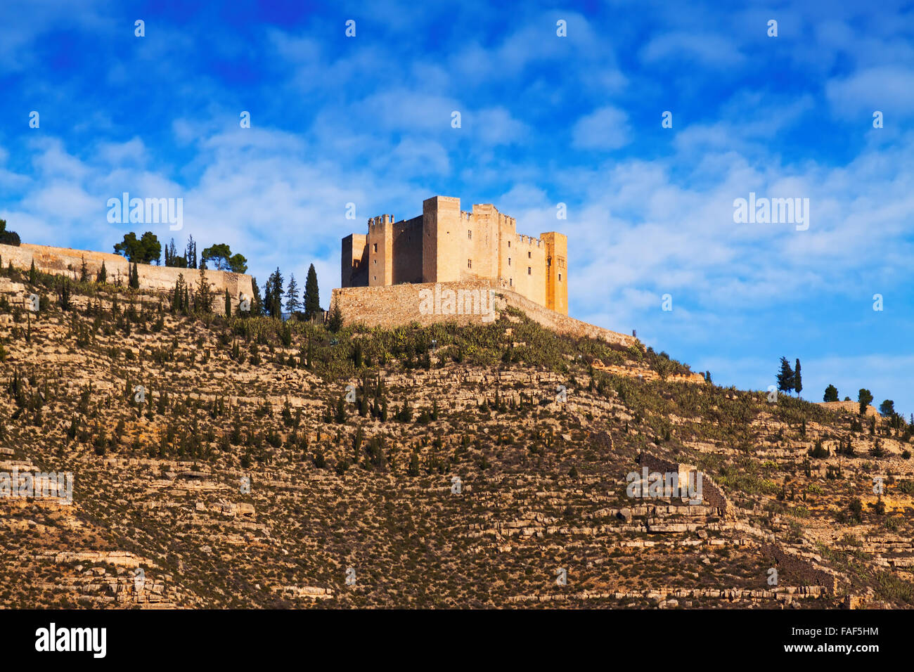 Castle of Mequinenza in sunny day.  Aragon Stock Photo