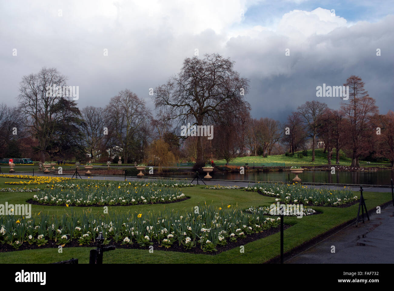 Spring flower beds Kew Gardens London England UK Stock Photo