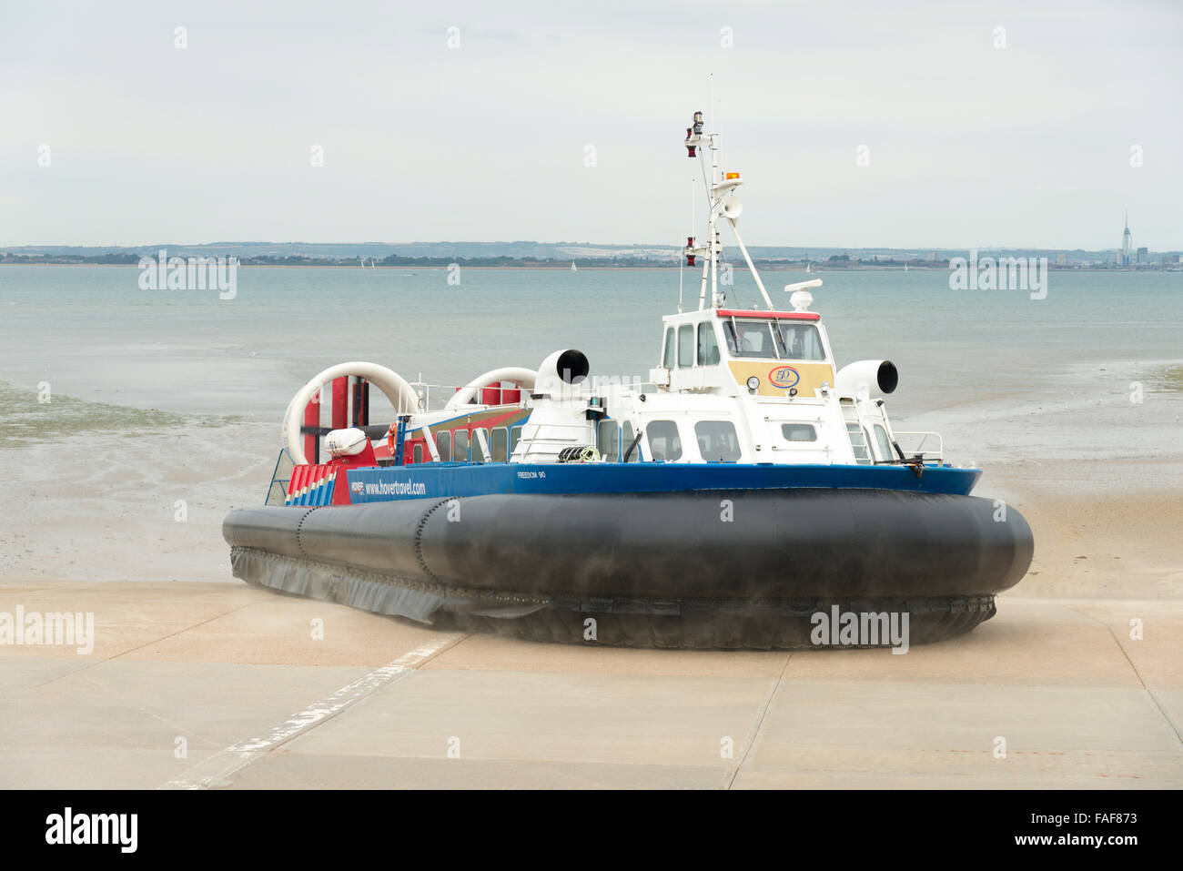 A Hovercraft from the Hovertravel company landing at Ryde Isle of Wight