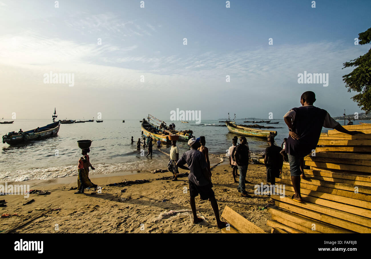 Beach scene, Goderich, Sierra Leone Stock Photo Alamy