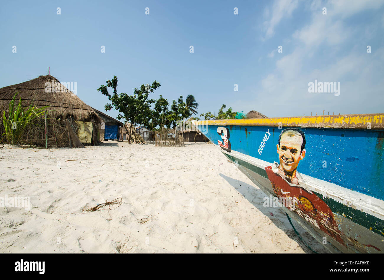 Wayne Rooney painted on a boat in Sierra Leone. Stock Photo