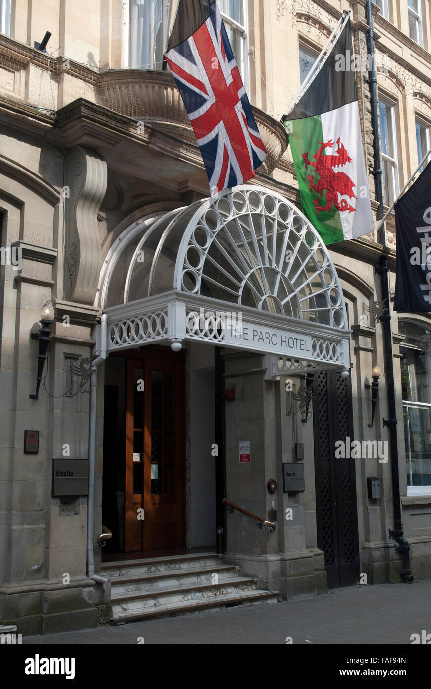 The entrance to the Thistle Hotel, Cardiff City Centre, Cardiff Wales UK Stock Photo