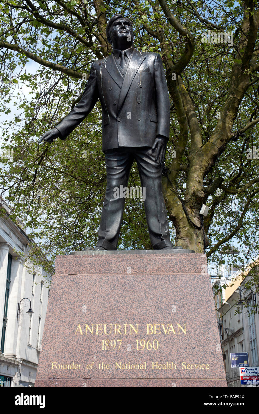 Statue Aneurin Bevan Queen Street Cardiff Wales UK Stock Photo