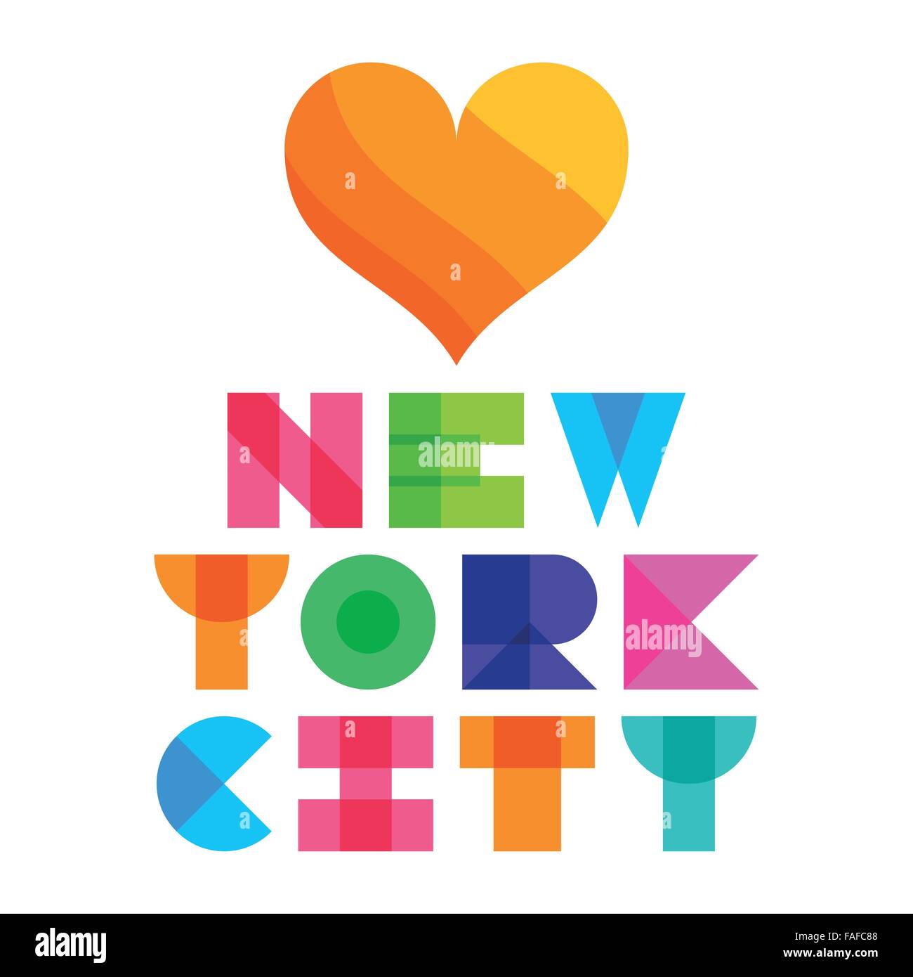 nyc color text typography, t-shirt graphics Stock Vector