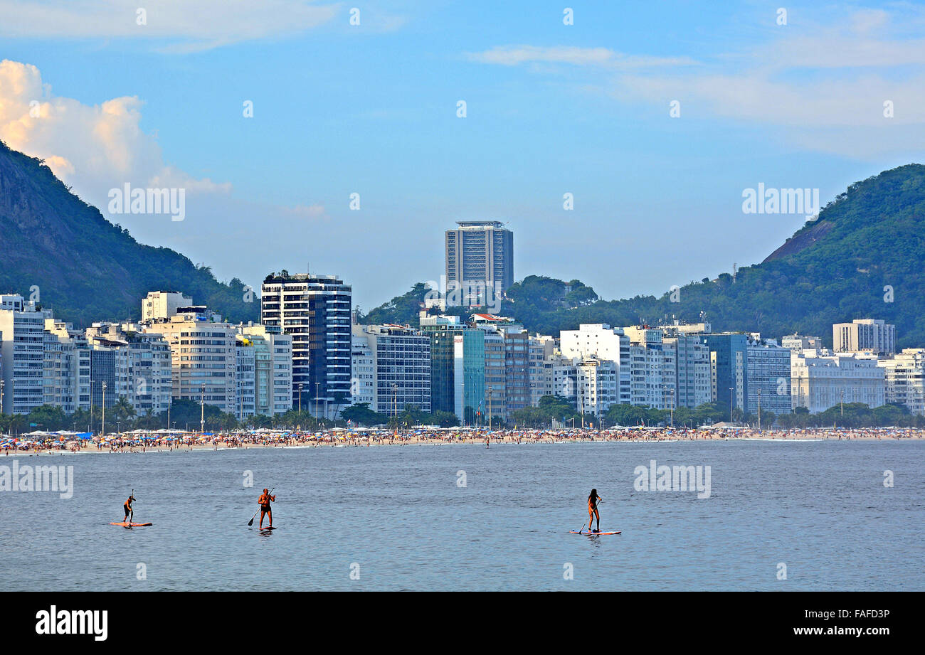 paddle on Atlantic ocean Copacabana Rio de Janeiro Brazil Stock Photo