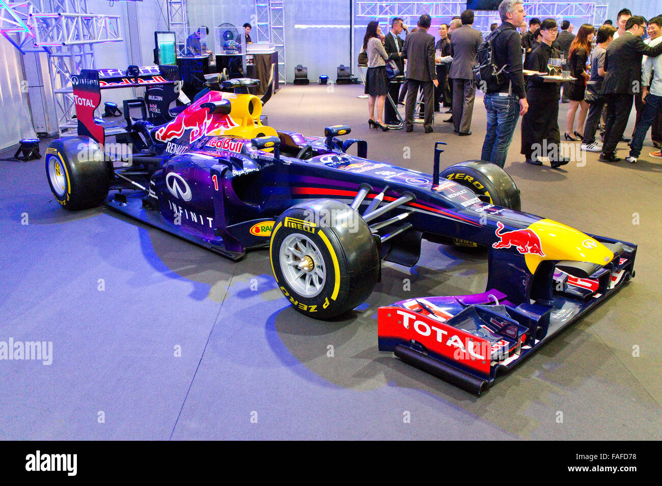 Hong Kong, China May 23, 2014 Red Bull F1 Q100 Race Car Display on