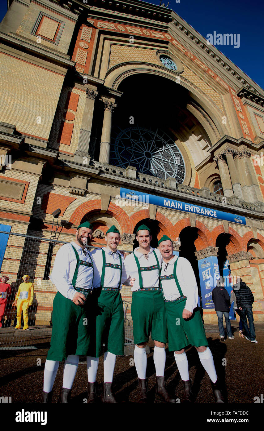 Alexandra Palace, London, UK. 29th Dec, 2015. William Hill PDC World Darts Championship. Keen fans in fancy dress arrive at Alexandra Palace Credit:  Action Plus Sports/Alamy Live News Stock Photo