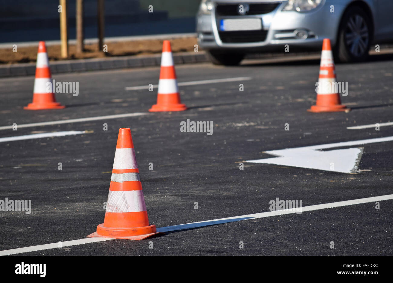 Traffic cones on the street in the city Stock Photo Alamy