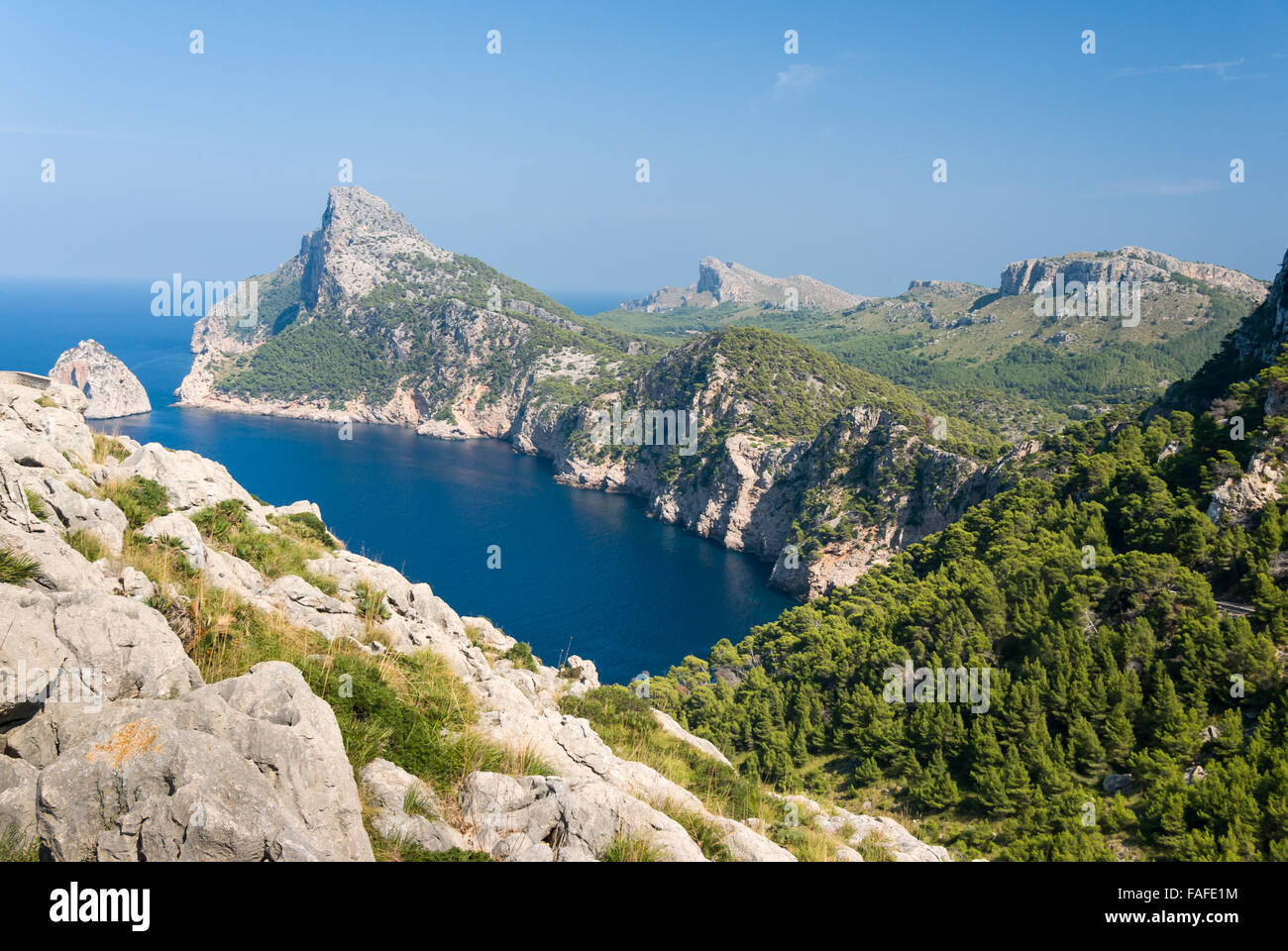 Panoramic view of Cape Formentor. Mallorca. Panoramic view of Cape Formentor  and the Mediterranean Sea on a sunny day Stock Photo - Alamy