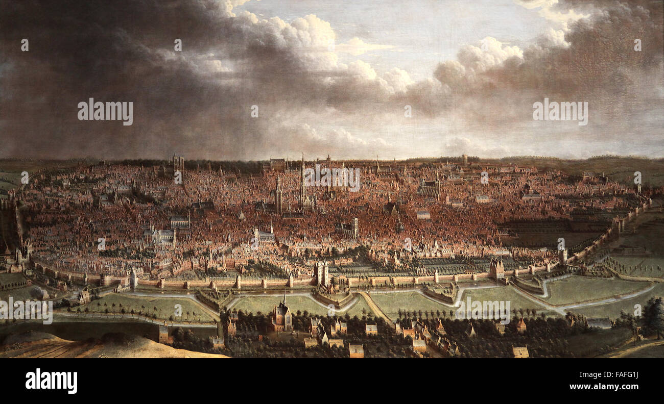 Jean Baptiste Bonnecroy view of Brussels Jan Baptist Bonnecroy (1618-1676) Flemish painter.known for large panoramic city views and marine paintings Stock Photo
