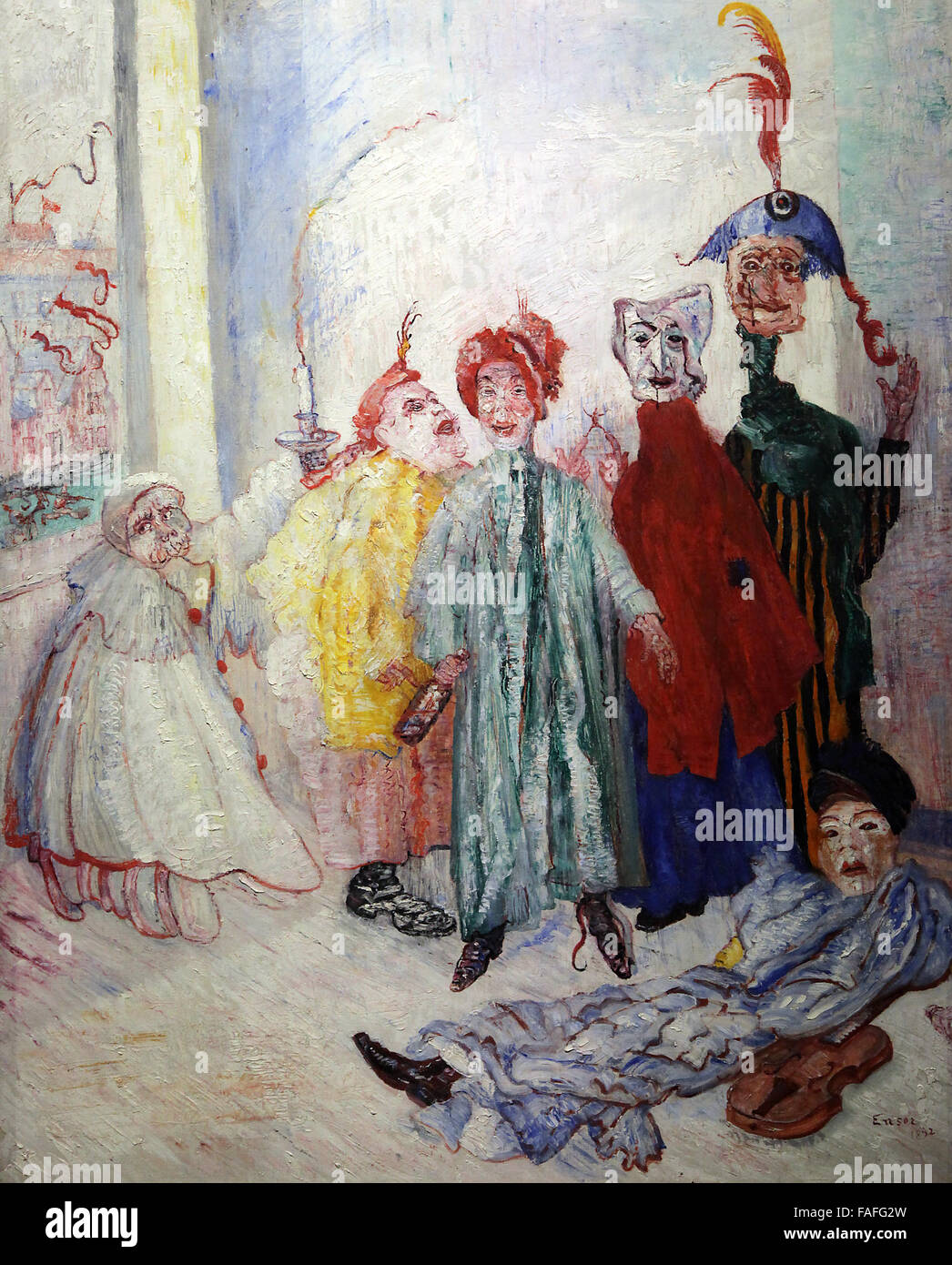 The strange masks 1892 by James Ensor Stock Photo