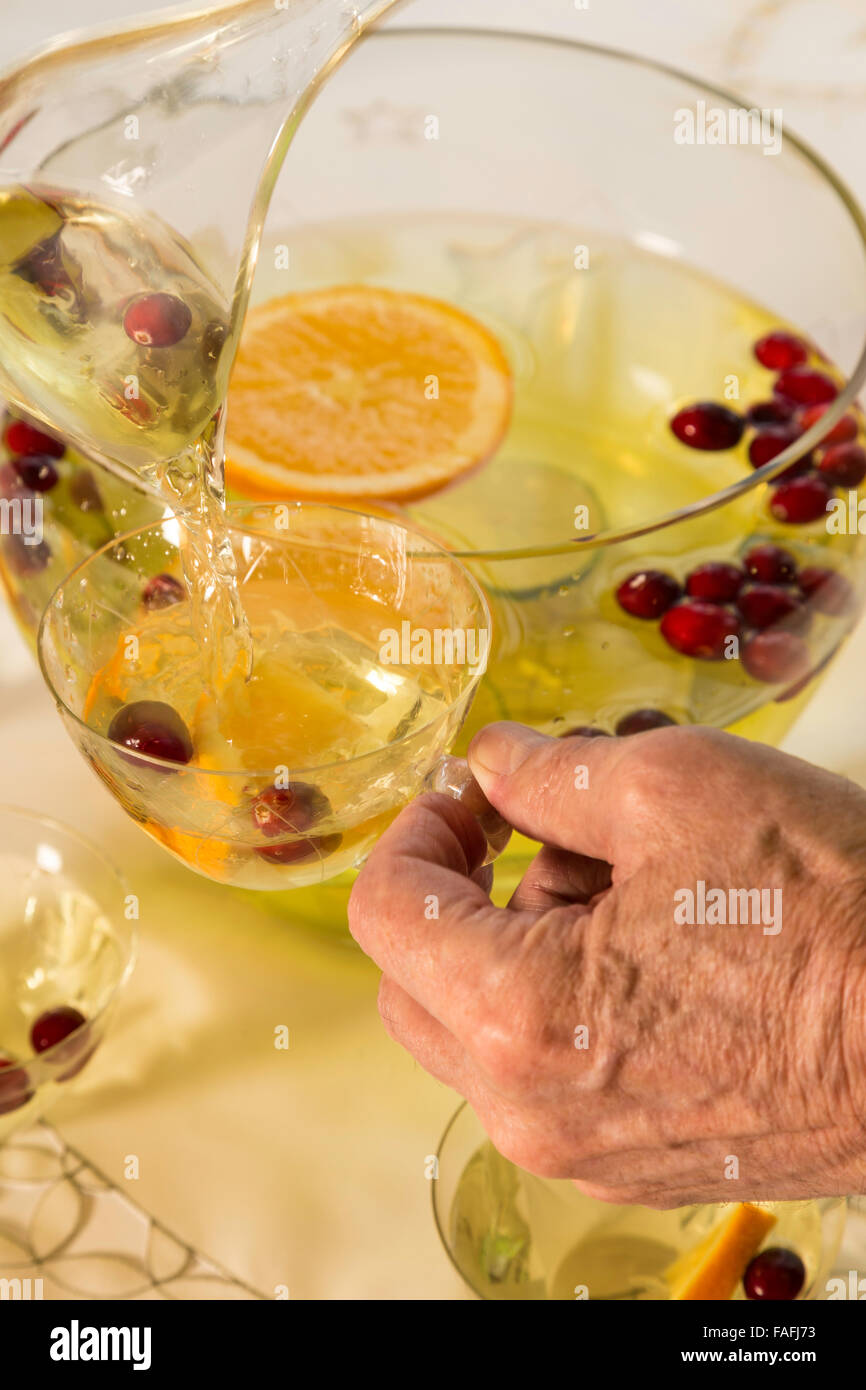 Crystal punch bowl and cups Stock Photo Alamy