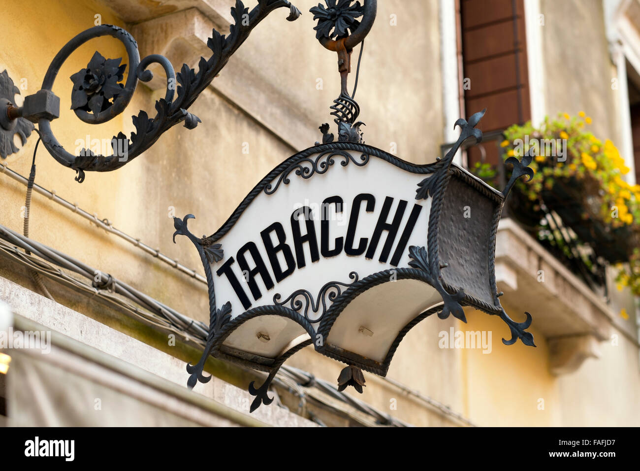 Venice Italy signage sign Tabacchi shop Stock Photo