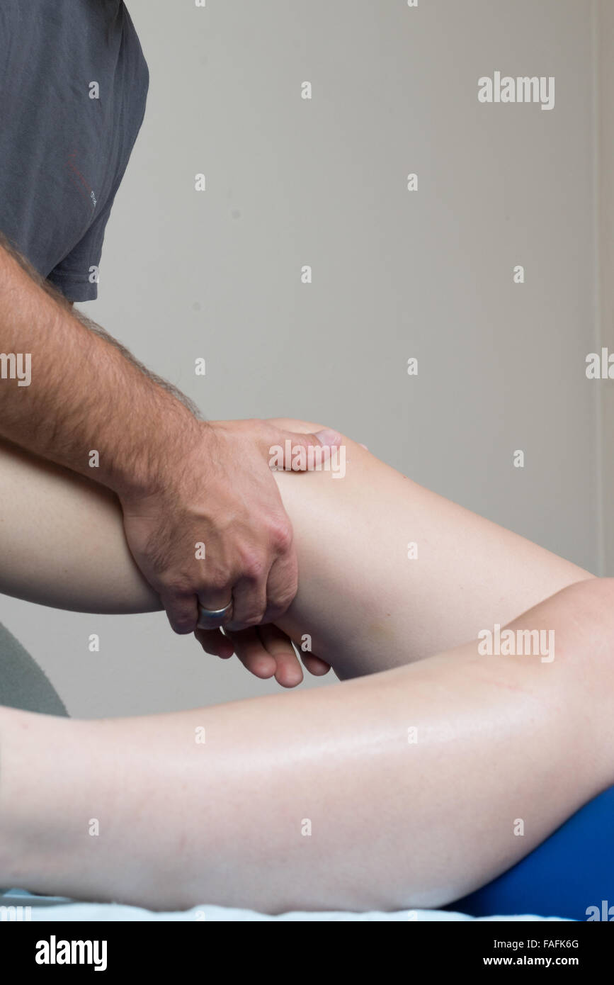 Occupational therapy close-up knees and legs different exercises Stock Photo