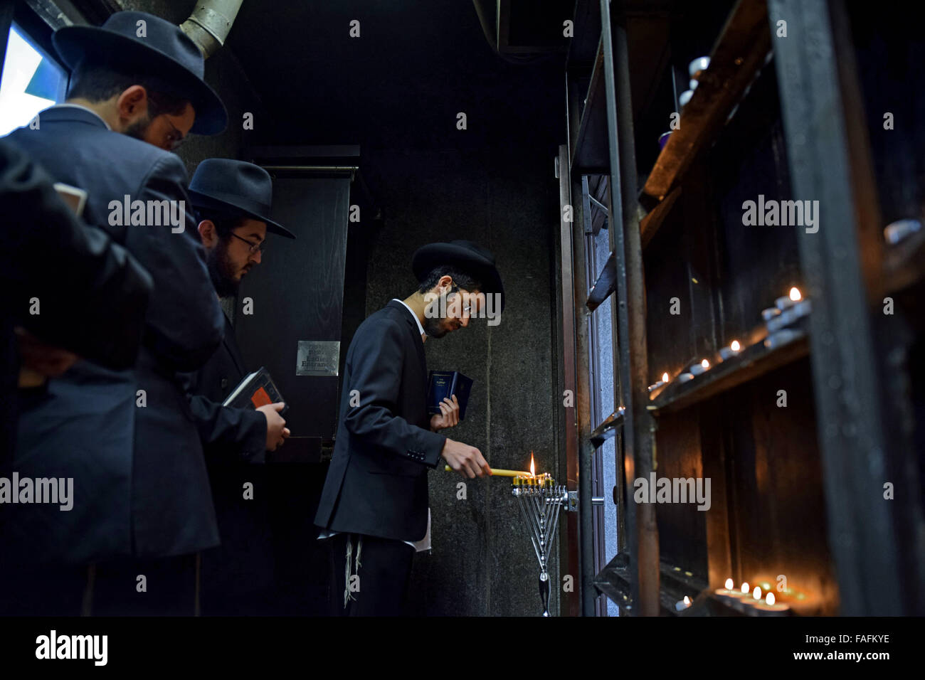 Chanukkah menorah lighting ceremony at the Ohel in Cambia Heights
