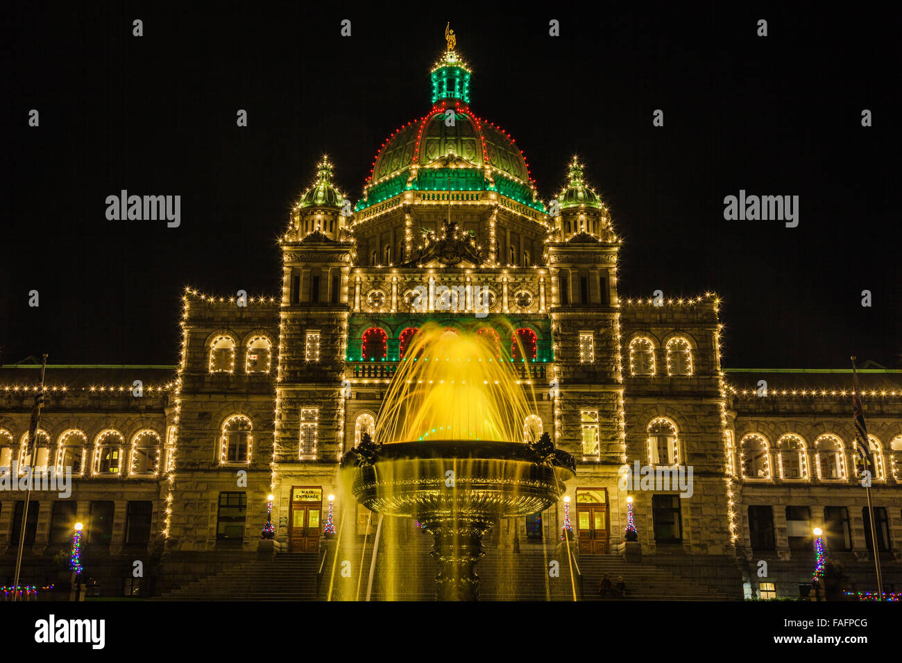 British columbia parliament buildings victoria night christmas lights