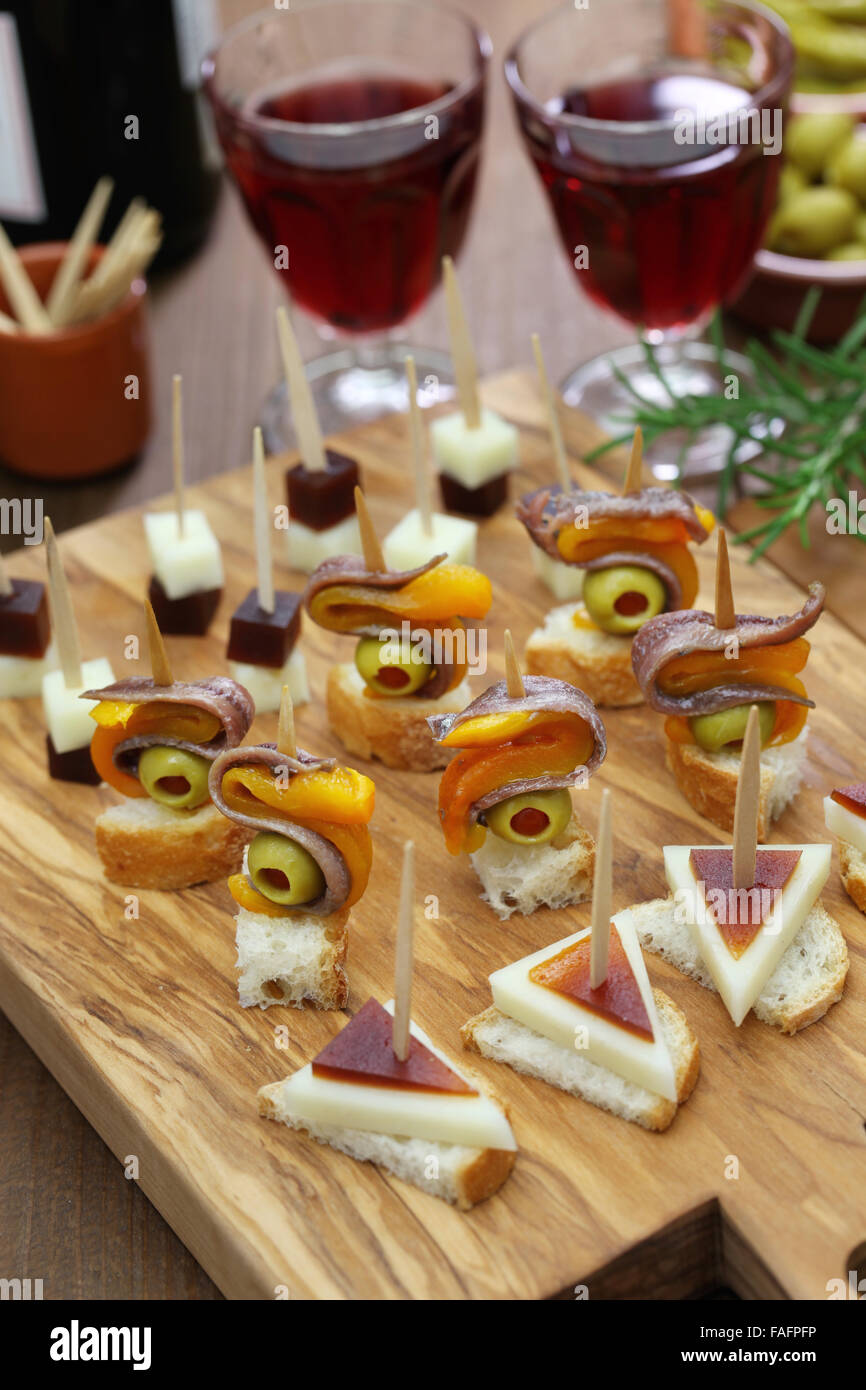 tapas, pinchos, spanish canapes, party finger food Stock Photo