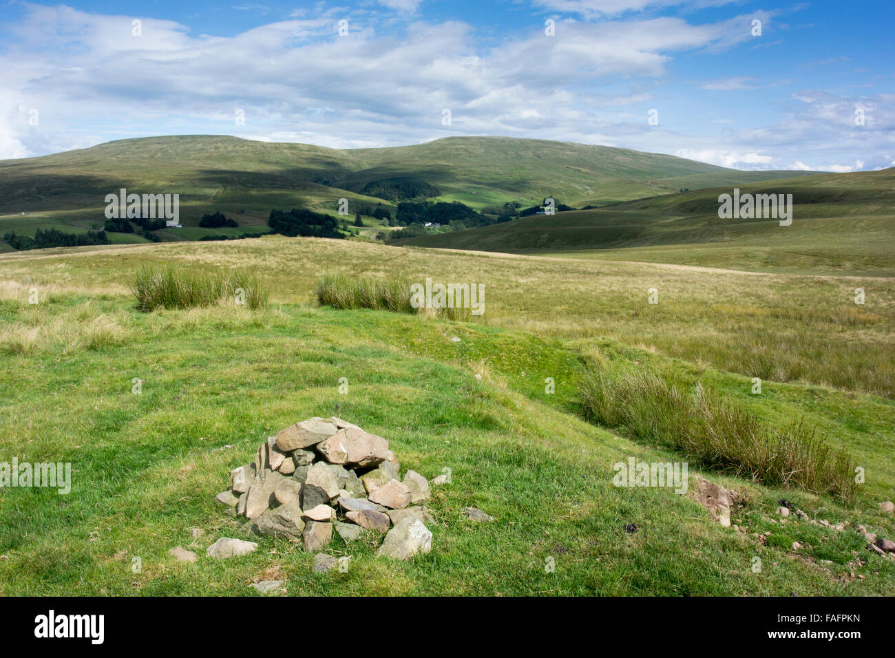 View from Bluecaster peak looking up Rawthey Ghyll towards Wild Boar Fell and Swarth Fell. Cumbria, UK. Stock Photo