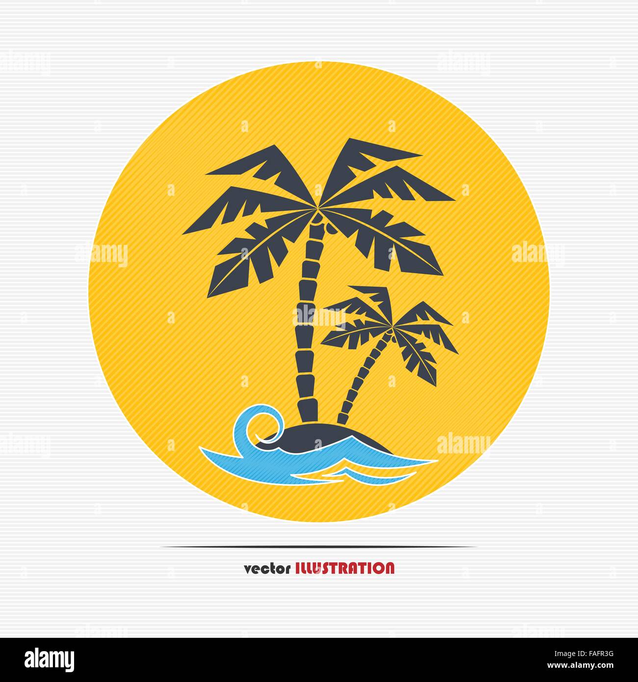 Abstract desert island with palm trees for your design Stock Vector