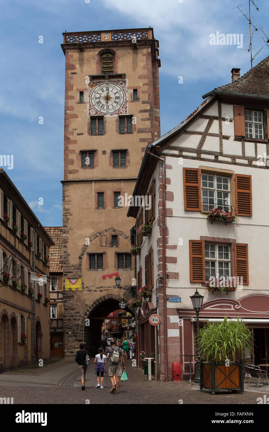 Torre Civica in Ribeauville, Alsace, France Stock Photo