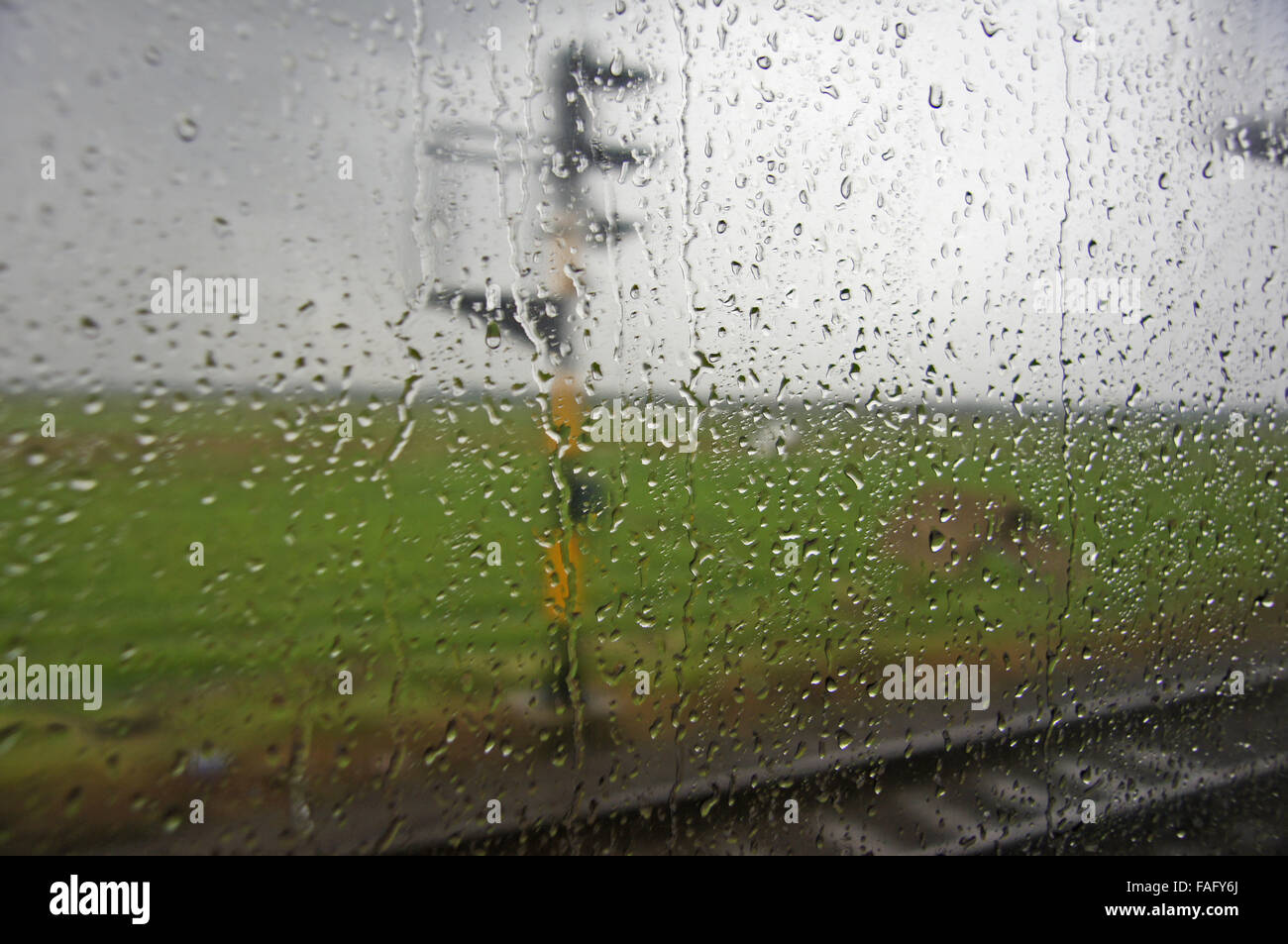 Railway signal in the rain Stock Photo Alamy