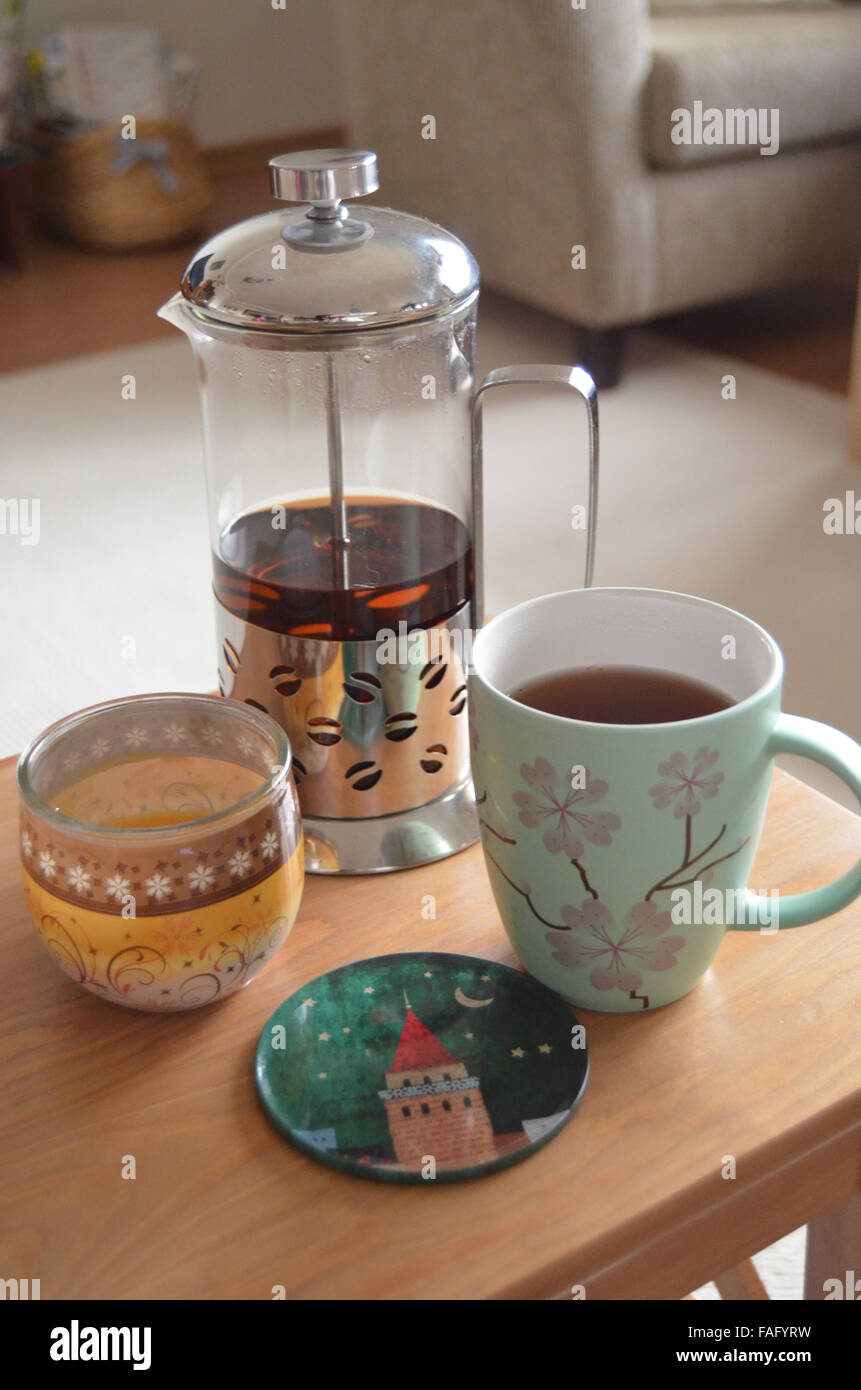 Tea Cups and Candle 2 Stock Photo Alamy