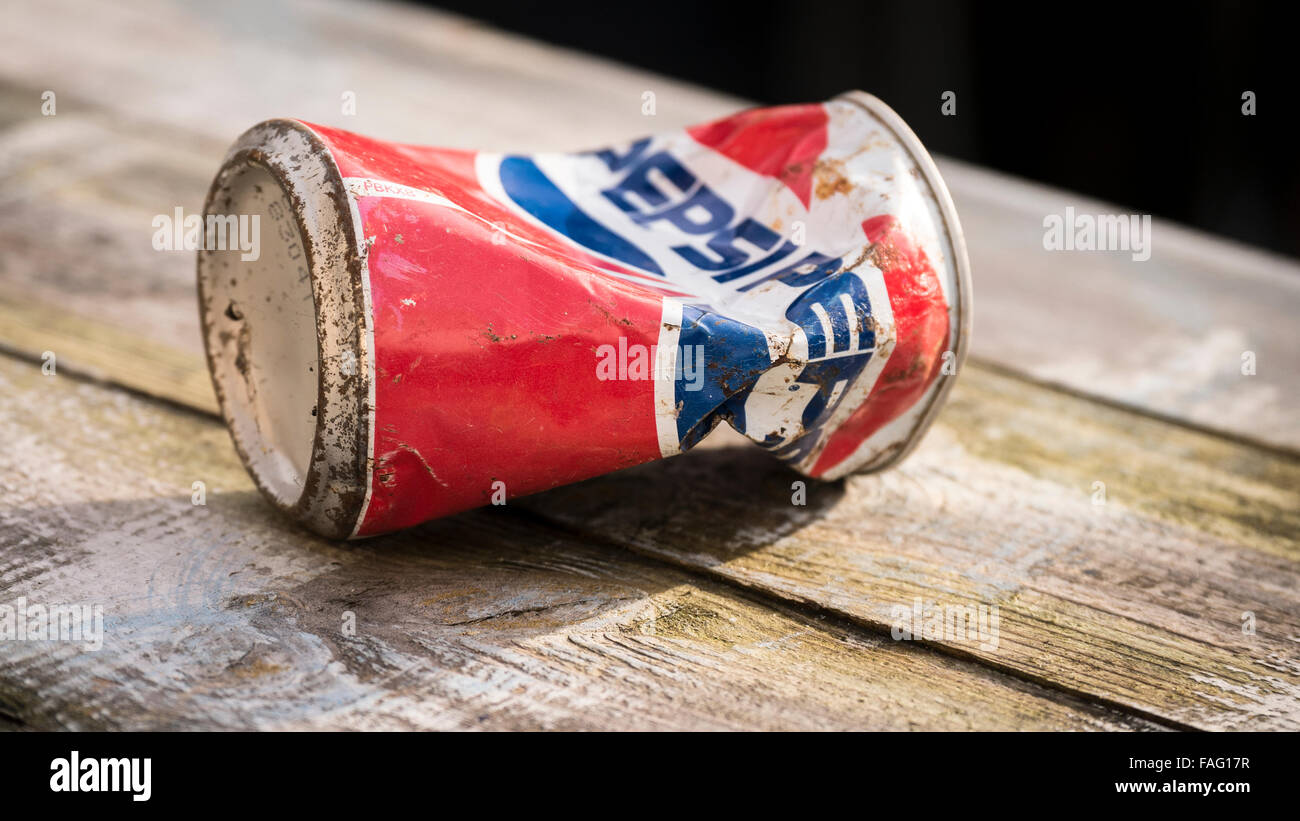 Old Discarded Pepsi Can From The 80s Stock Photo