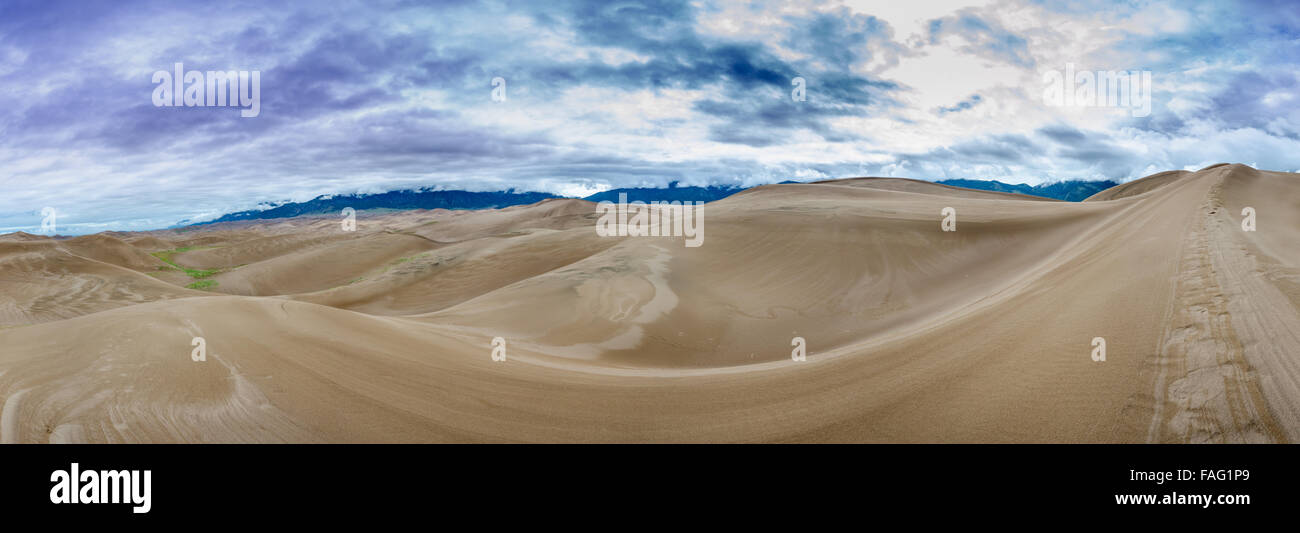 A sweeping panorama of the vast expanse in Sand Dunes National Park ...