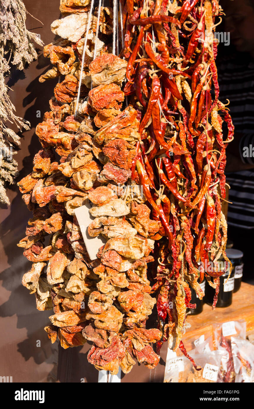 Turkey travel - chilli peppers drying. Stock Photo