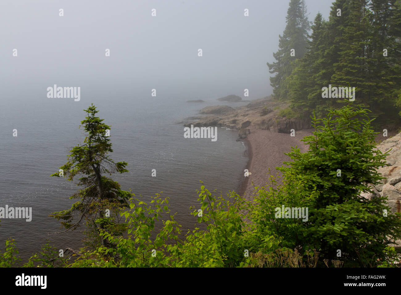 Rocky shore of Lake Superior at the Cascade River Overlook on the north shore in Minnesota Stock Photo